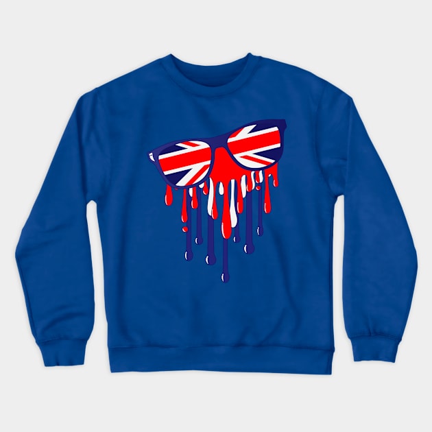 Union Jack Londoner Dripping Paint Sunglassess Crewneck Sweatshirt by HotHibiscus